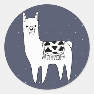 Sticker Rond Moderne et tendance Llama