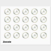 Sticker Rond Moderne Eucalyptus Wreath MONOGRAS Boho (Feuille)