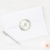Sticker Rond Moderne Eucalyptus Wreath MONOGRAS Boho (Enveloppe)
