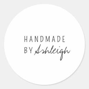 Sticker Rond Moderne fait main avec amour écriture simple
