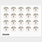 Sticker Rond Moderne feuillage fleuri rustique vacances de cerf (Feuille)