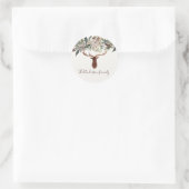 Sticker Rond Moderne feuillage fleuri rustique vacances de cerf (Sac)