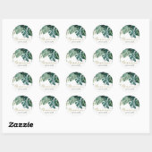 STICKER ROND MODERNE FEUILLE TROPICALE DE MONSTERA POUR MARIAGE (Feuille)