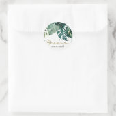 STICKER ROND MODERNE FEUILLE TROPICALE DE MONSTERA POUR MARIAGE (Sac)