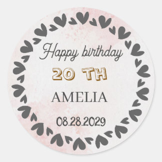 Sticker Rond Moderne Fleur Anniversaire | Élégant Dessin de Fle