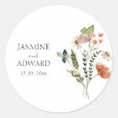 Sticker Rond Moderne Fleur sauvage  Mariage Floral (Devant)