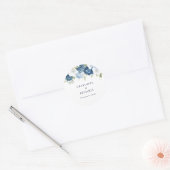 Sticker Rond Moderne Floral Elégant Dusty Blue Mariage (Enveloppe)