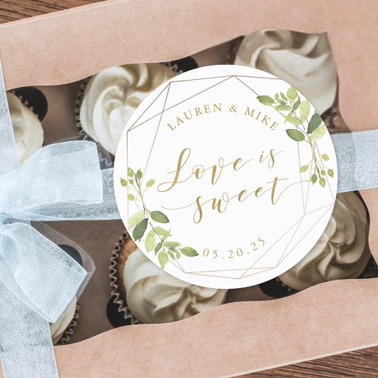 Sticker Rond Moderne Géométrique Verdure L'amour est Mariage do