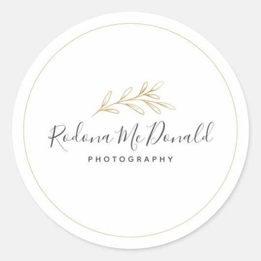 Sticker Rond Moderne Gold Foliage Vert Professionnel (Devant)