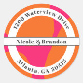 Sticker Rond Moderne Hot rose et orange Abstrait (Devant)