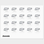 Sticker Rond Moderne Initiales De Mariage Perle Monogramme Élég (Feuille)