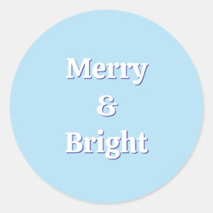 Sticker Rond Moderne Joyeux et Lumineux Bleu Clair Noël Fêtes