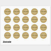 Sticker Rond Moderne Joyeux Noël Or Chic Écriture Joyeuse (Feuille)