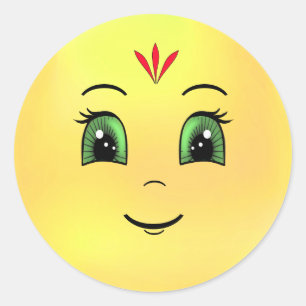 Sticker Rond Moderne Joyeux Soleil