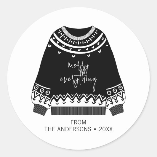 Sticker Rond Moderne Joyeux Tout Jeu de Noël (Devant)