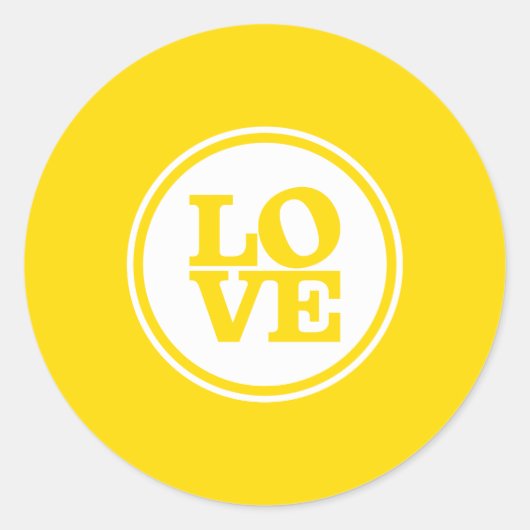 Sticker Rond MODERNE LOVE SEAL moderne tache typographie jaune (Devant)