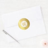 Sticker Rond MODERNE LOVE SEAL tache typographie or feuille or (Enveloppe)