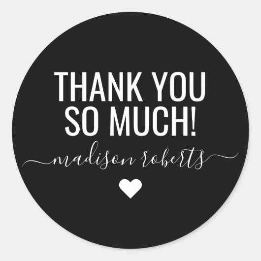 Sticker Rond Moderne merci beaucoup typographie noir (Devant)