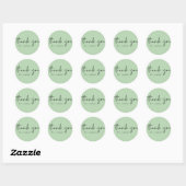 Sticker Rond Moderne Merci vert Sage simple pour venir (Feuille)