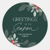 Sticker Rond Moderne minimal Élégante verdure de Noël (Devant)