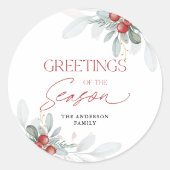 Sticker Rond Moderne minimal Élégante verdure de Noël (Devant)