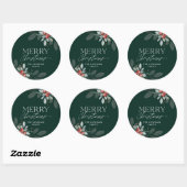 Sticker Rond Moderne minimal Joyeux Noël vert (Feuille)