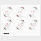 Sticker Rond Moderne minimal Joyeux Noël vert (Feuille)