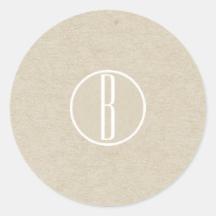 Sticker Rond Moderne minimal Kraft Rustique Monogramme Mariage
