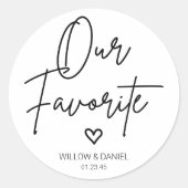 Sticker Rond Moderne Minimal Notre Favorite Mariage Faveur (Devant)