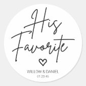 Sticker Rond Moderne Minimal Sa Faveur De Mariage Favorite (Devant)