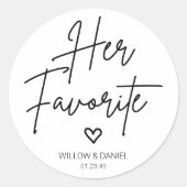 Sticker Rond Moderne Minimal Sa Faveur De Mariage Favorite (Devant)