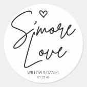 Sticker Rond Moderne Minimal S'More Amour Mariage Faveur (Devant)