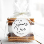 Sticker Rond Moderne Minimal S'More Amour Mariage Faveur<br><div class="desc">Ces stickers minimalistes modernes S'More Love mariage sont parfaits pour un mariage minimaliste ou un mariage moderne. Ce design simple est doté d'une police manuscrite qui est parfaite pour votre événement. Personnalisable toute la formulation pour être dans n'importe quelle couleur. Vous pouvez également ajouter n'importe quelle image, si vous voulez!...</div>