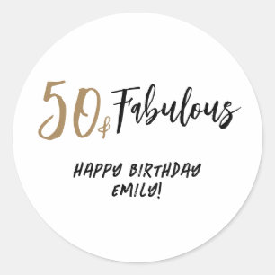 Sticker Rond Moderne minimaliste 50 et fabuleux 50e anniversair