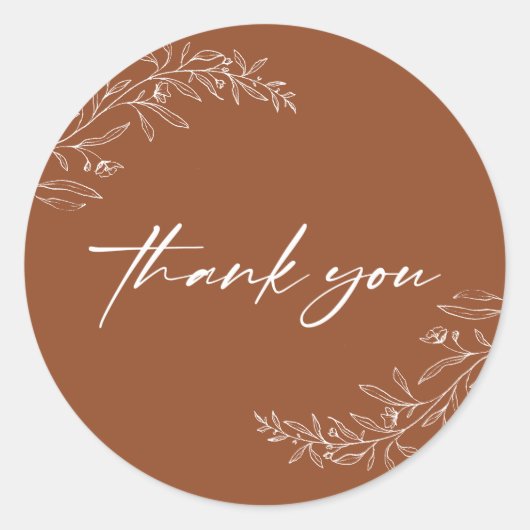 Sticker Rond Moderne Minimaliste Boho Terracotta Script (Devant)