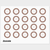 Sticker Rond Moderne minimaliste Botanique Brown Mariage d'argi (Feuille)