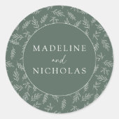 Sticker Rond Moderne minimaliste Botanique Mariage d'âge foncé (Devant)