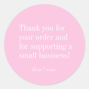 Sticker Rond Moderne minimaliste Fille rose Merci modifiable