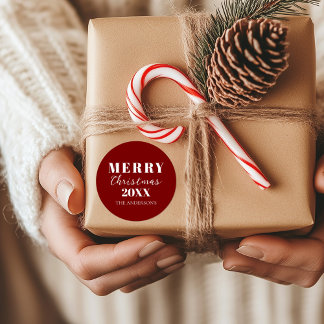 Sticker Rond Moderne minimaliste Joyeux Noël Emballage rouge