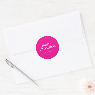 Sticker Rond Moderne Minimaliste Joyeux Noël Simple Rose