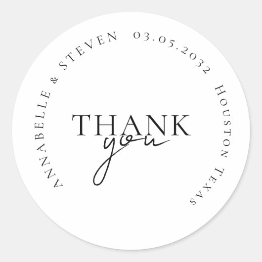 Sticker Rond Moderne, minimaliste, Mariage (Devant)