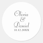 Sticker Rond Moderne minimaliste Mariage noir et blanc (Devant)