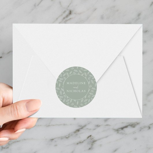 Sticker Rond Moderne minimaliste Mariage végétal