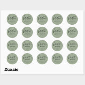 Sticker Rond Moderne minimaliste Merci Mariage Sage Vert (Feuille)