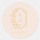 Sticker Rond Moderne Minimaliste | Monogramme de mariage (Devant)