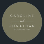 Sticker Rond Moderne minimaliste Moss Green Mariage personnalis<br><div class="desc">Script minimaliste moderne Moss Vert Mariage personnalisé Classique Sticker rond</div>