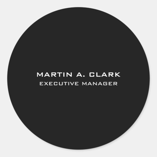 Sticker Rond Moderne minimaliste Plain Élégant noir & blanc (Devant)