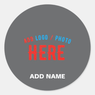 STICKER ROND MODERNE MODERNE PERSONNALISABLE GRAY VÉRIFIÉ