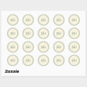 Sticker Rond Moderne Monogramme de mariage à rayures ondulées v (Feuille)