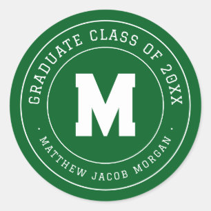 Sticker Rond Moderne Monogramme Diplômé Promotion 20XX Personna